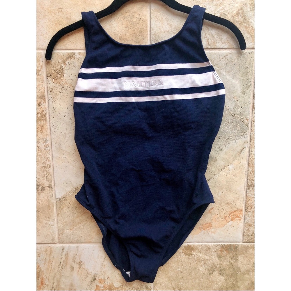 Vintage Nautica High-Neck One-Piece Navy Swimsuit